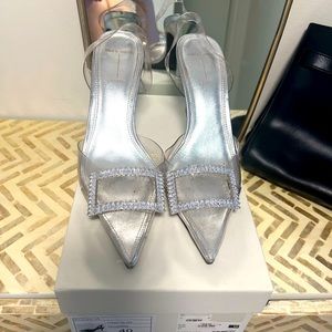 Silver PVC pumps